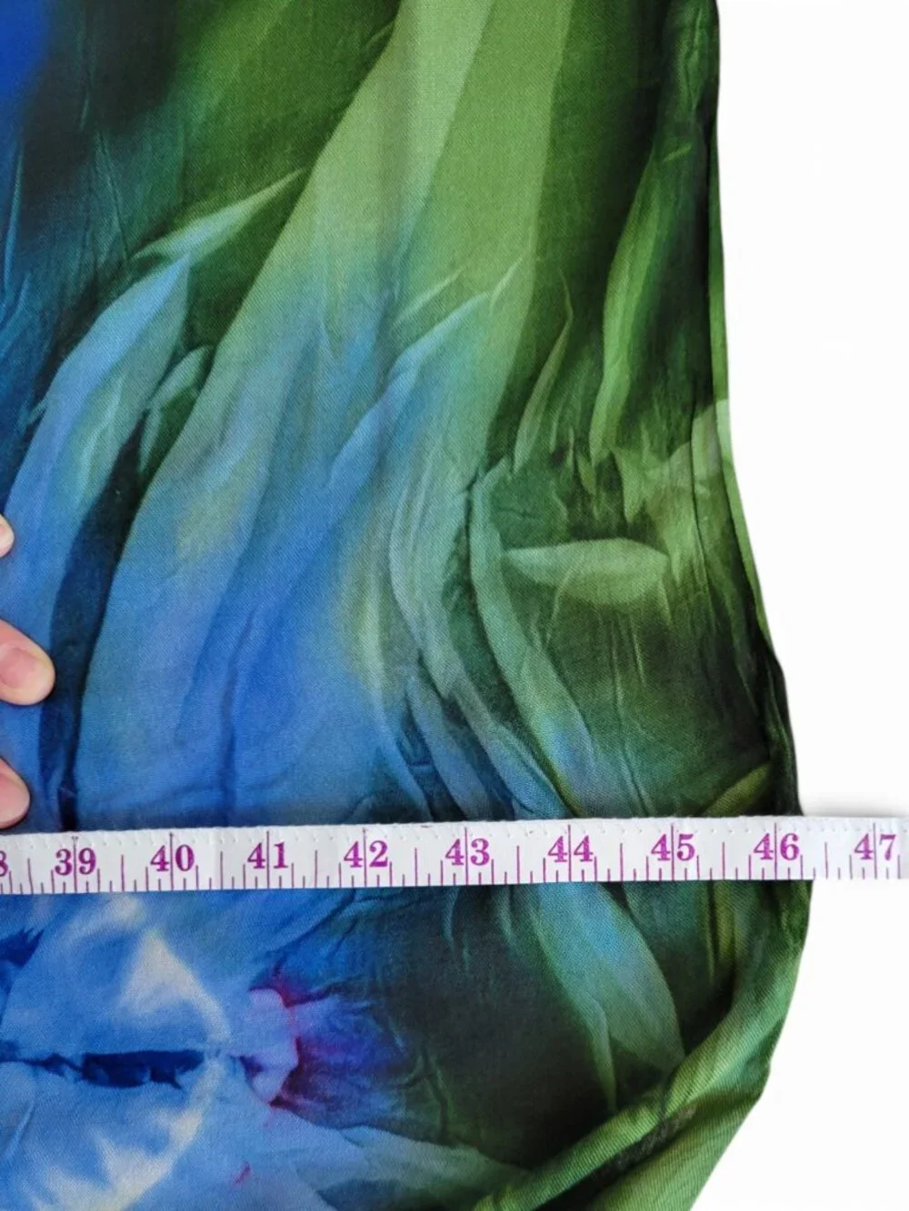 Tie Dyed Fringed Sarong Shawl - Beach Ready in Unique Blue, Green, Gold Pattern